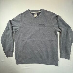 L.L. Bean Crewneck Sweatshirt Pullover Striped Gray‎ Casual Comfy Mens M